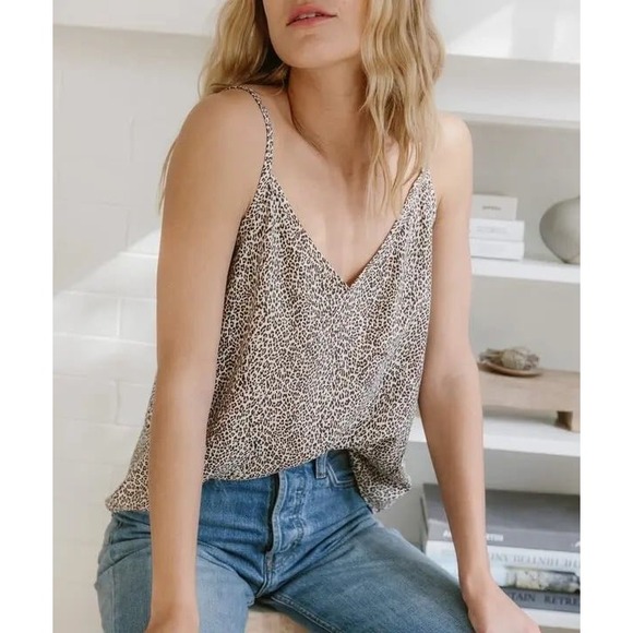 Jenni Kayne Tops - Jenni Kayne Leopard Print Cami Top XS Spaghetti Strap V-Neck Viscose Tank Blouse